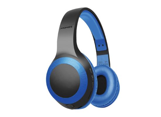 Promate LaBoca Headphone, Over-Ear Deep Bass Wireless Headphone with Long Paytime, Hi-Fi Sound, Blue Color